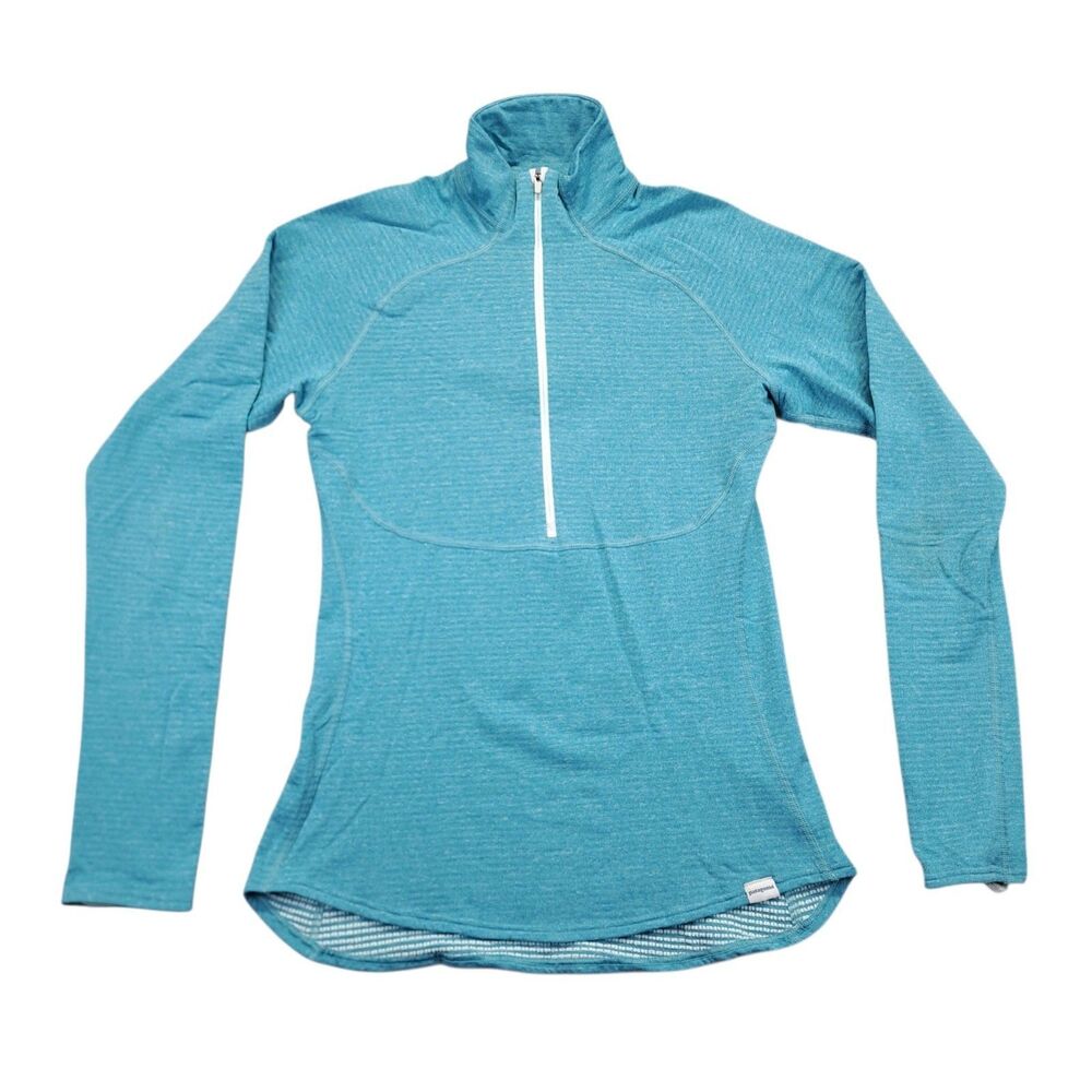 Patagonia Capilene 4 Womens M 1/2 Zip Pullover Blue Thermal Base Layer Polartec